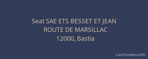 Seat SAE ETS BESSET ET JEAN