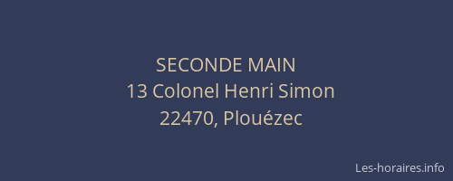 SECONDE MAIN