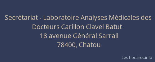 Secrétariat - Laboratoire Analyses Médicales des Docteurs Carillon Clavel Batut