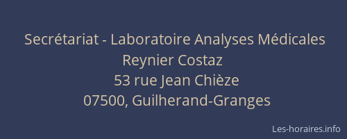 Secrétariat - Laboratoire Analyses Médicales Reynier Costaz