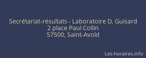 Secrétariat-résultats - Laboratoire D. Guisard