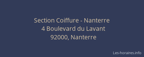 Section Coiffure - Nanterre