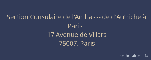 Section Consulaire de l'Ambassade d'Autriche à Paris