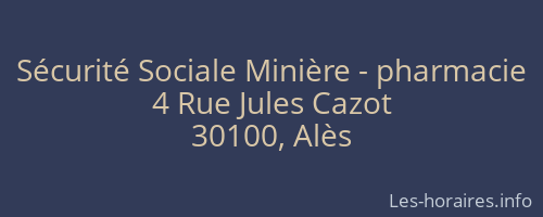 Sécurité Sociale Minière - pharmacie