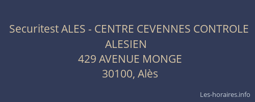 Securitest ALES - CENTRE CEVENNES CONTROLE ALESIEN