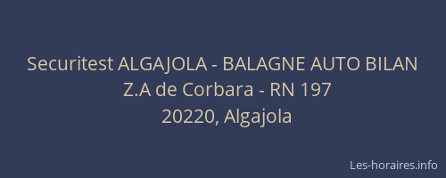 Securitest ALGAJOLA - BALAGNE AUTO BILAN