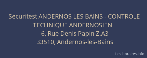 Securitest ANDERNOS LES BAINS - CONTROLE TECHNIQUE ANDERNOSIEN