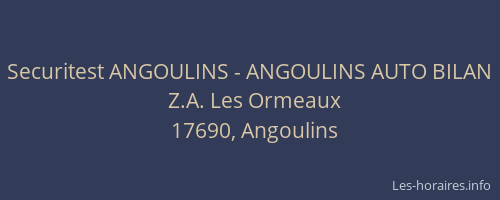 Securitest ANGOULINS - ANGOULINS AUTO BILAN