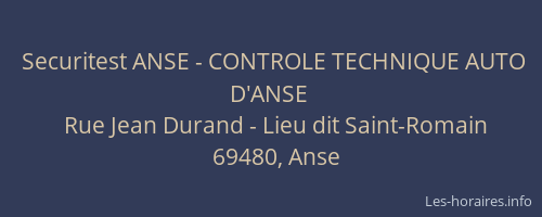 Securitest ANSE - CONTROLE TECHNIQUE AUTO D'ANSE