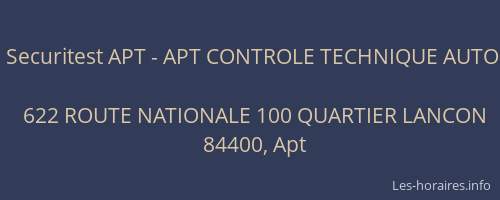 Securitest APT - APT CONTROLE TECHNIQUE AUTO