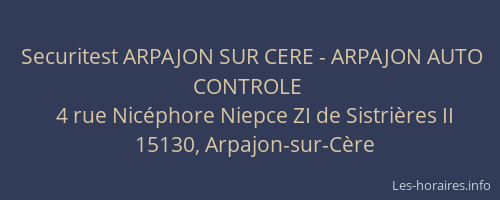 Securitest ARPAJON SUR CERE - ARPAJON AUTO CONTROLE