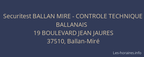 Securitest BALLAN MIRE - CONTROLE TECHNIQUE BALLANAIS