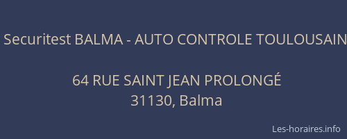 Securitest BALMA - AUTO CONTROLE TOULOUSAIN