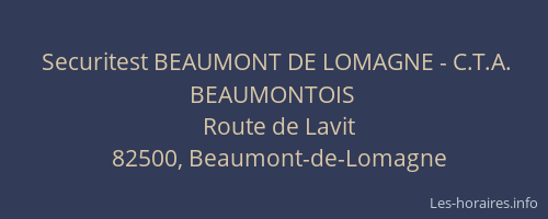 Securitest BEAUMONT DE LOMAGNE - C.T.A. BEAUMONTOIS