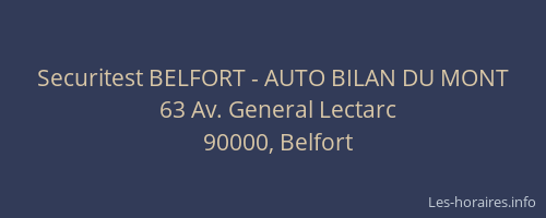 Securitest BELFORT - AUTO BILAN DU MONT