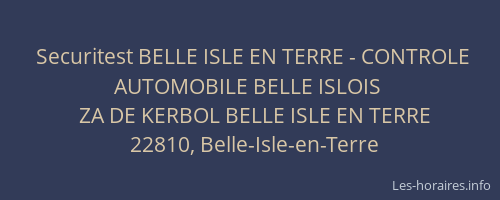 Securitest BELLE ISLE EN TERRE - CONTROLE AUTOMOBILE BELLE ISLOIS