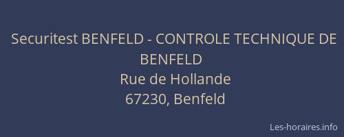 Securitest BENFELD - CONTROLE TECHNIQUE DE BENFELD