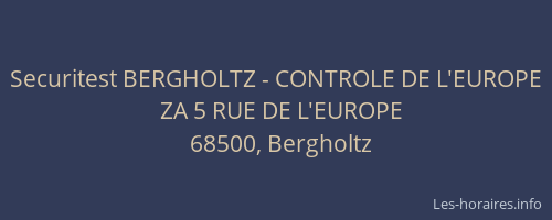Securitest BERGHOLTZ - CONTROLE DE L'EUROPE