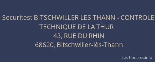 Securitest BITSCHWILLER LES THANN - CONTROLE TECHNIQUE DE LA THUR