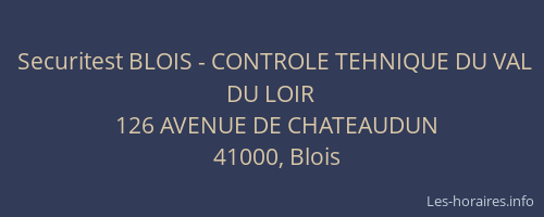 Securitest BLOIS - CONTROLE TEHNIQUE DU VAL DU LOIR