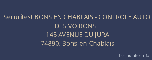 Securitest BONS EN CHABLAIS - CONTROLE AUTO DES VOIRONS