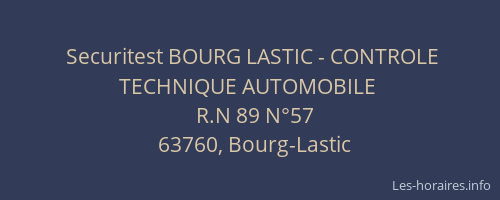 Securitest BOURG LASTIC - CONTROLE TECHNIQUE AUTOMOBILE