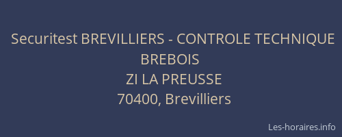 Securitest BREVILLIERS - CONTROLE TECHNIQUE BREBOIS