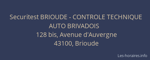 Securitest BRIOUDE - CONTROLE TECHNIQUE AUTO BRIVADOIS