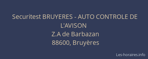 Securitest BRUYERES - AUTO CONTROLE DE L'AVISON