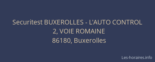 Securitest BUXEROLLES - L'AUTO CONTROL