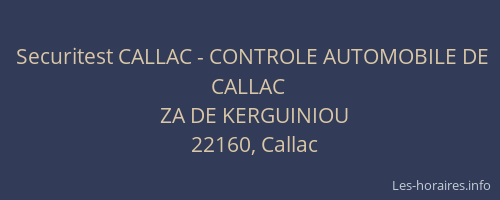 Securitest CALLAC - CONTROLE AUTOMOBILE DE CALLAC