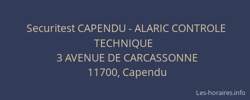 Securitest CAPENDU - ALARIC CONTROLE TECHNIQUE