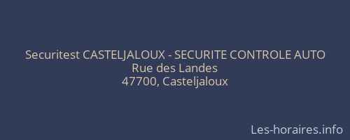 Securitest CASTELJALOUX - SECURITE CONTROLE AUTO