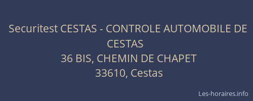 Securitest CESTAS - CONTROLE AUTOMOBILE DE CESTAS