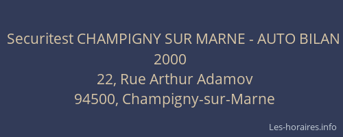 Securitest CHAMPIGNY SUR MARNE - AUTO BILAN 2000