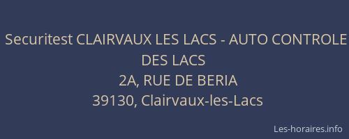 Securitest CLAIRVAUX LES LACS - AUTO CONTROLE DES LACS