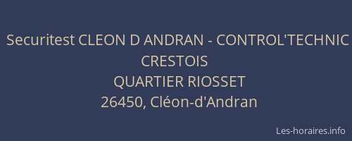 Securitest CLEON D ANDRAN - CONTROL'TECHNIC CRESTOIS