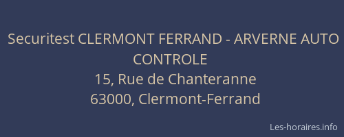 Securitest CLERMONT FERRAND - ARVERNE AUTO CONTROLE