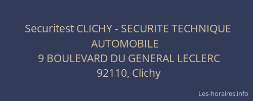 Securitest CLICHY - SECURITE TECHNIQUE AUTOMOBILE