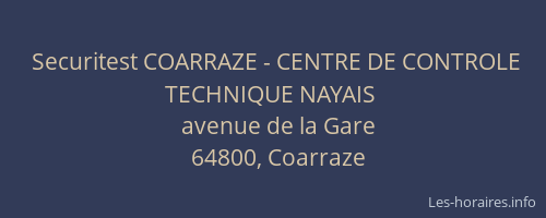 Securitest COARRAZE - CENTRE DE CONTROLE TECHNIQUE NAYAIS
