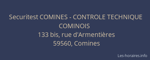 Securitest COMINES - CONTROLE TECHNIQUE COMINOIS