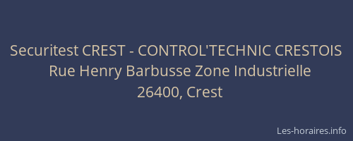 Securitest CREST - CONTROL'TECHNIC CRESTOIS