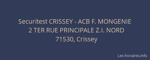 Securitest CRISSEY - ACB F. MONGENIE
