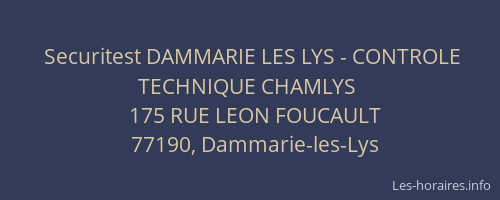 Securitest DAMMARIE LES LYS - CONTROLE TECHNIQUE CHAMLYS