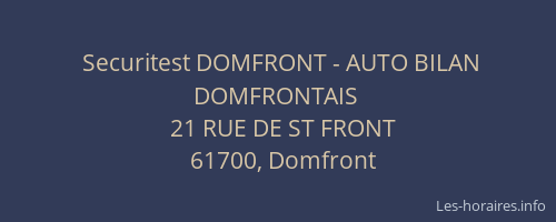 Securitest DOMFRONT - AUTO BILAN DOMFRONTAIS