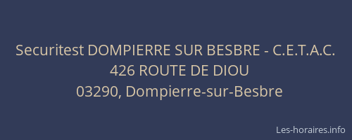 Securitest DOMPIERRE SUR BESBRE - C.E.T.A.C.