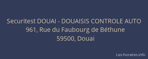 Securitest DOUAI - DOUAISIS CONTROLE AUTO