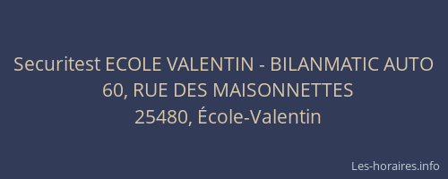 Securitest ECOLE VALENTIN - BILANMATIC AUTO