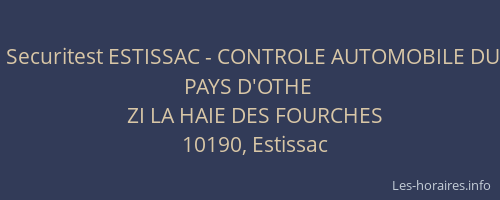 Securitest ESTISSAC - CONTROLE AUTOMOBILE DU PAYS D'OTHE