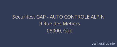 Securitest GAP - AUTO CONTROLE ALPIN